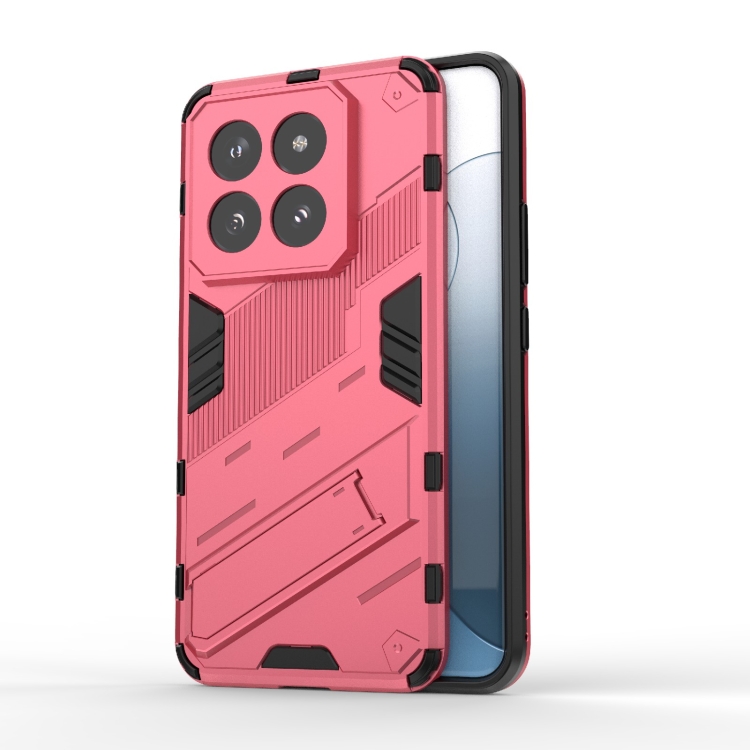 

For Xiaomi 14 Pro 5G Punk Armor 2 in 1 PC + TPU Phone Case with Holder(Light Red)