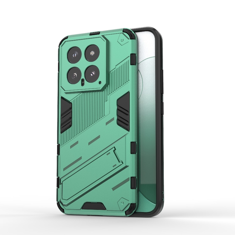 

For Xiaomi 14 5G Punk Armor 2 in 1 PC + TPU Phone Case with Holder(Green)