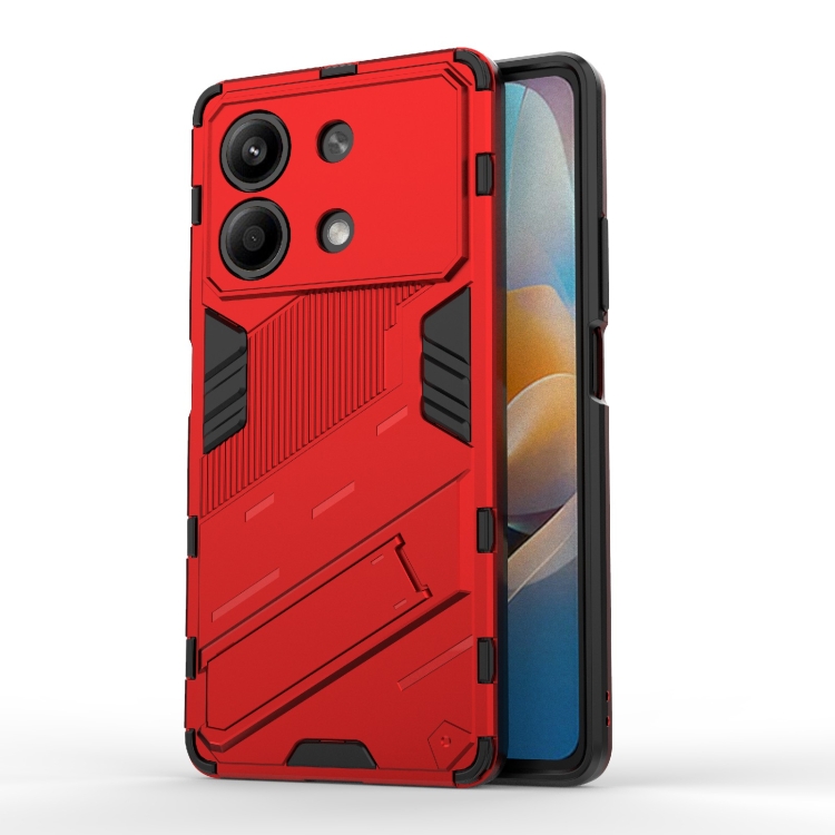 

For Xiaomi Redmi Note 13R Pro 5G Punk Armor 2 in 1 PC + TPU Phone Case with Holder(Red)