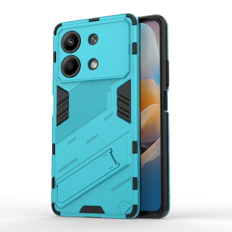 

For Xiaomi Redmi Note 13R Pro 5G Punk Armor 2 in 1 PC + TPU Phone Case with Holder(Blue)