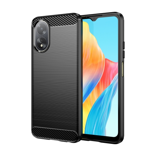 

For OPPO A18 4G Carbon Fiber Brushed Texture TPU Phone Case(Black)