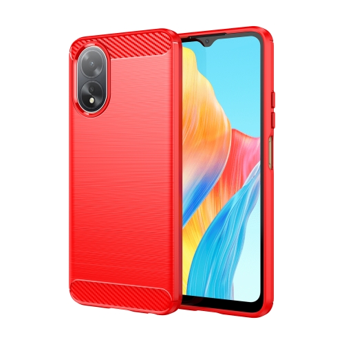 

For OPPO A18 4G Carbon Fiber Brushed Texture TPU Phone Case(Red)