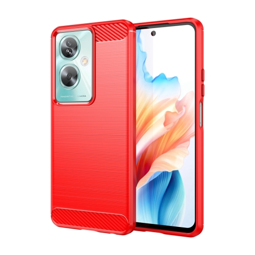

For OPPO A2 5G Carbon Fiber Brushed Texture TPU Phone Case(Red)