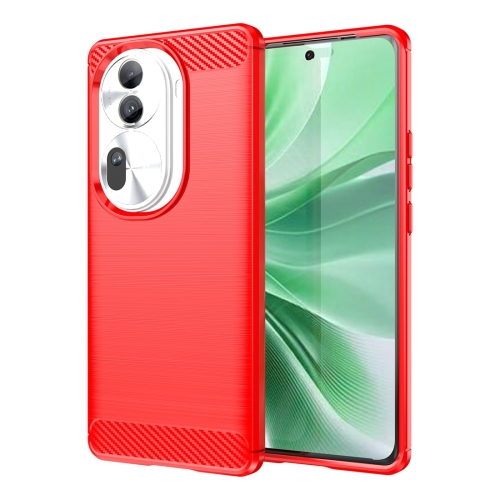 

For OPPO Reno11 Pro Global Carbon Fiber Brushed Texture TPU Phone Case(Red)