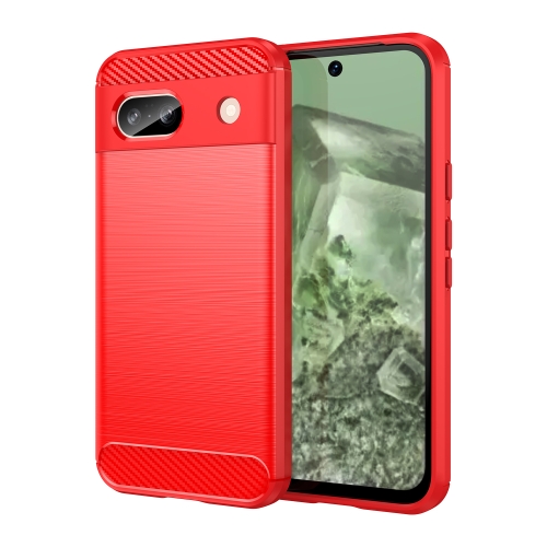 

For Google Pixel 8a Carbon Fiber Brushed Texture TPU Phone Case(Red)