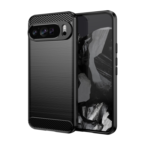 

For Google Pixel 9 Pro 5G Carbon Fiber Brushed Texture TPU Phone Case(Black)