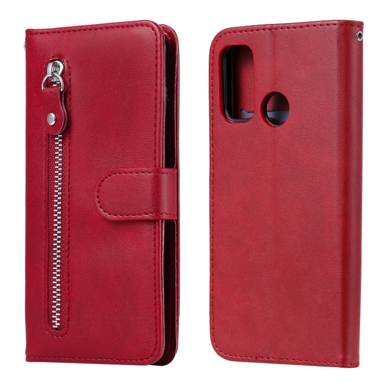

For Huawei P smart 2020 Fashion Calf Texture Zipper Horizontal Flip Leather Case with Stand & Card Slots & Wallet Function(Red)
