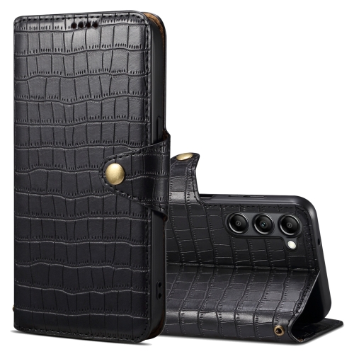 

For Samsung Galaxy S23+ Denior Crocodile Texture Oil Edge Leather Phone Case(Black)