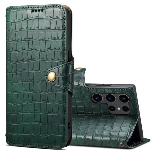 

For Samsung Galaxy S23 Ultra 5G Denior Crocodile Texture Oil Edge Leather Phone Case(Green)