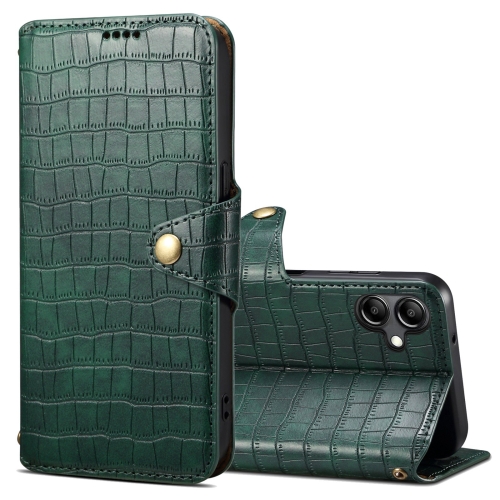 

For Samsung Galaxy A05 Denior Crocodile Texture Oil Edge Leather Phone Case(Green)