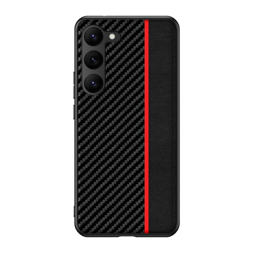 

For Samsung Galaxy S24+ 5G Ultra-thin Carbon Fiber Texture Splicing Phone Case(Red)
