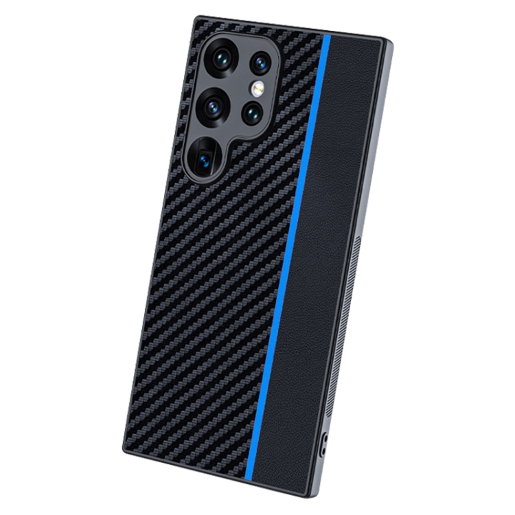 

For Samsung Galaxy S25 Ultra 5G Ultra-thin Carbon Fiber Texture Splicing Phone Case(Blue)