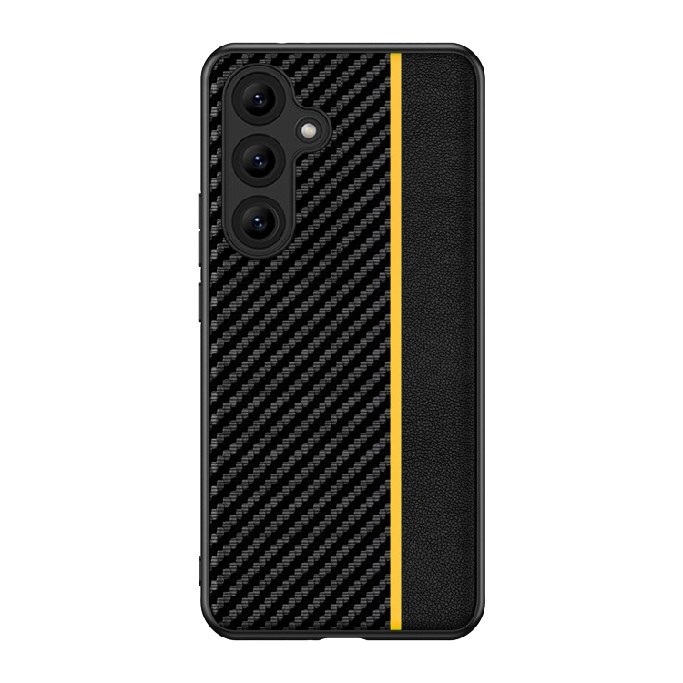

For Samsung Galaxy S24 FE 5G Ultra-thin Carbon Fiber Texture Splicing Phone Case(Yellow)