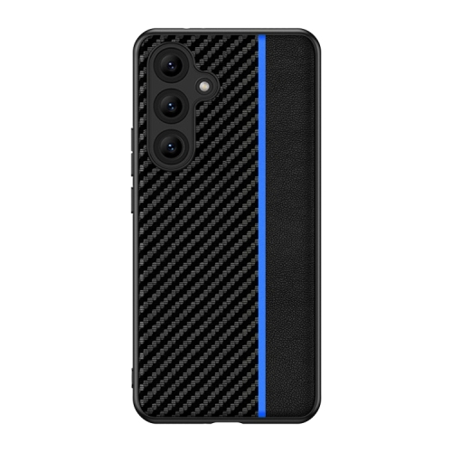 

For Samsung Galaxy S24 FE 5G Ultra-thin Carbon Fiber Texture Splicing Phone Case(Blue)