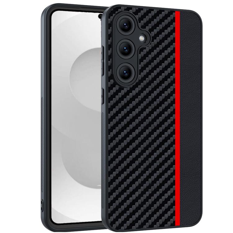 

For Samsung Galaxy S26+ 5G Ultra-thin Carbon Fiber Texture Splicing Phone Case(Red)