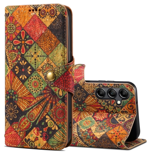 

For Samsung Galaxy S23 FE Denior Flower Language Series Cork Fabric Oil Edge Leather Phone Case(Autumn)