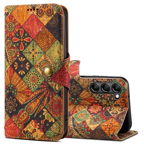 

For Samsung Galaxy S23+ Denior Flower Language Series Cork Fabric Oil Edge Leather Phone Case(Autumn)