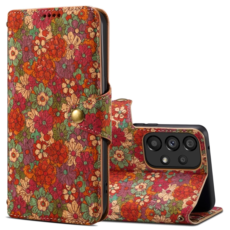 

For Samsung Galaxy A32 Denior Flower Language Series Cork Fabric Oil Edge Leather Phone Case(Summer)