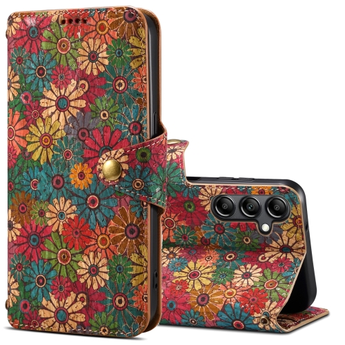 

For Samsung Galaxy S24 5G Denior Flower Language Series Cork Fabric Oil Edge Leather Phone Case(Spring)