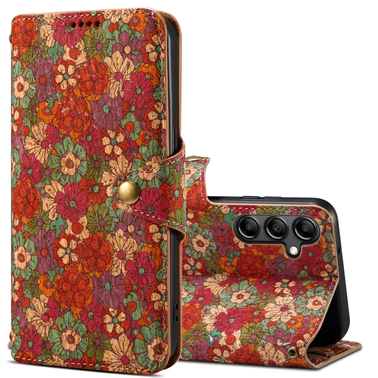 

For Samsung Galaxy S24 5G Denior Flower Language Series Cork Fabric Oil Edge Leather Phone Case(Summer)