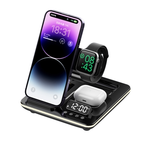 A93 15W 5 in 1 Multifunctional Foldable Wireless Charger Desktop Phone Stand(Black) aibecy fingerprint access control time attendance machine biometric time clock employee checking in recorder fingerprint password id card recognition multi language with software support u disk export report for door locks