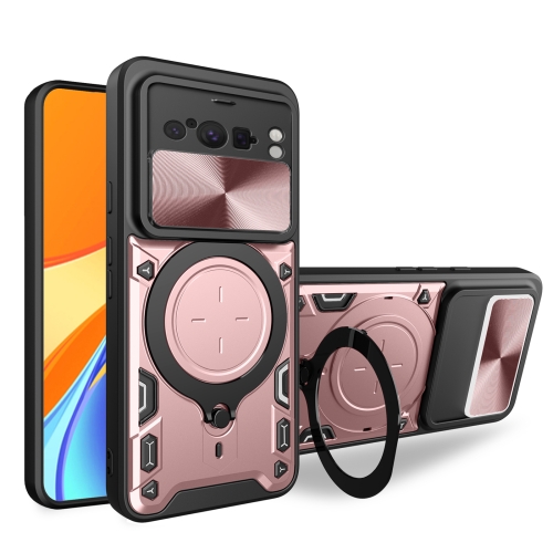 

For Google Pixel 8 Pro 5G CD Texture Sliding Camshield Magnetic Holder Phone Case(Pink)