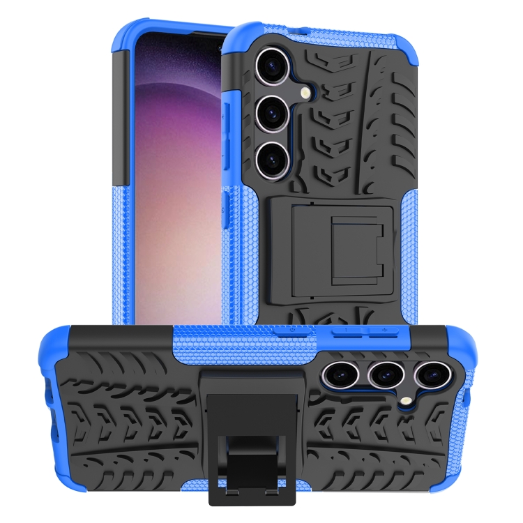 

For Samsung Galaxy S24 5G Tire Texture TPU + PC Phone Case with Holder(Blue)