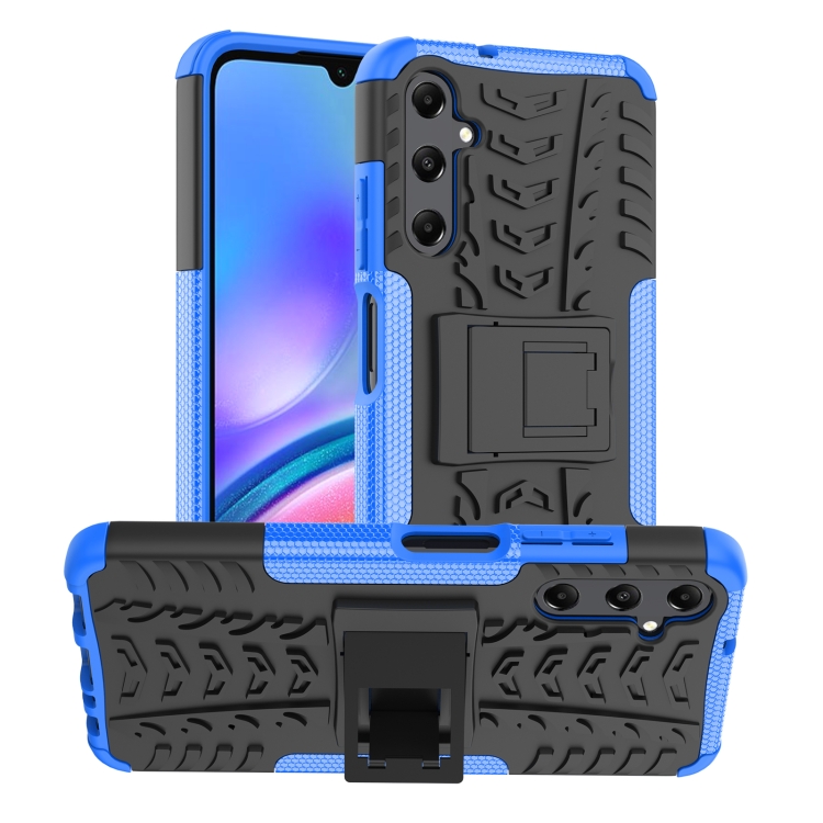 

For Samsung Galaxy A05s Tire Texture TPU + PC Phone Case with Holder(Blue)