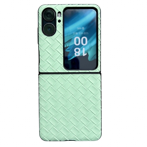 

For OPPO Find N2 Flip Woven Texture Folding PU Phone Case(Green)