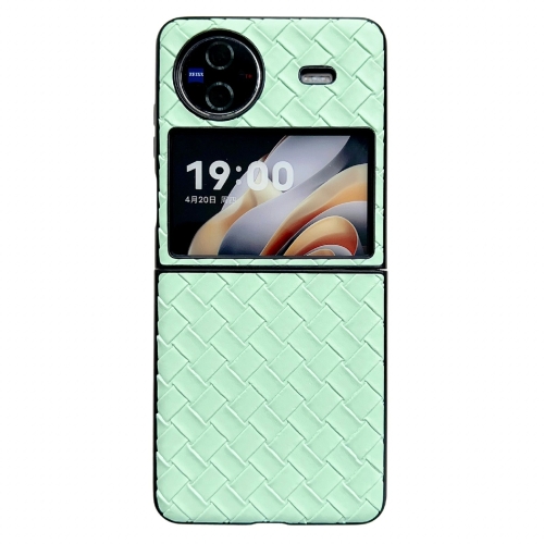 

For vivo X Flip Woven Texture Folding PU Phone Case(Green)