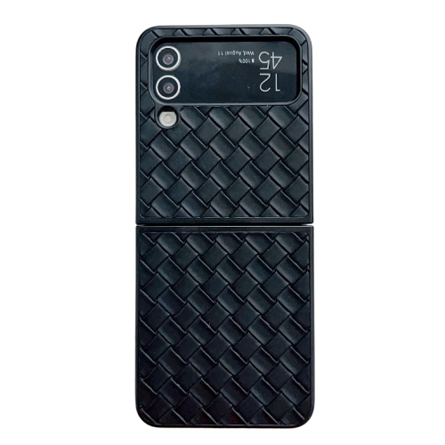 

For Samsung Galaxy Z Flip3 Woven Texture Folding PU Phone Case(Black)