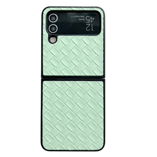 

For Samsung Galaxy Z Flip3 Woven Texture Folding PU Phone Case(Green)