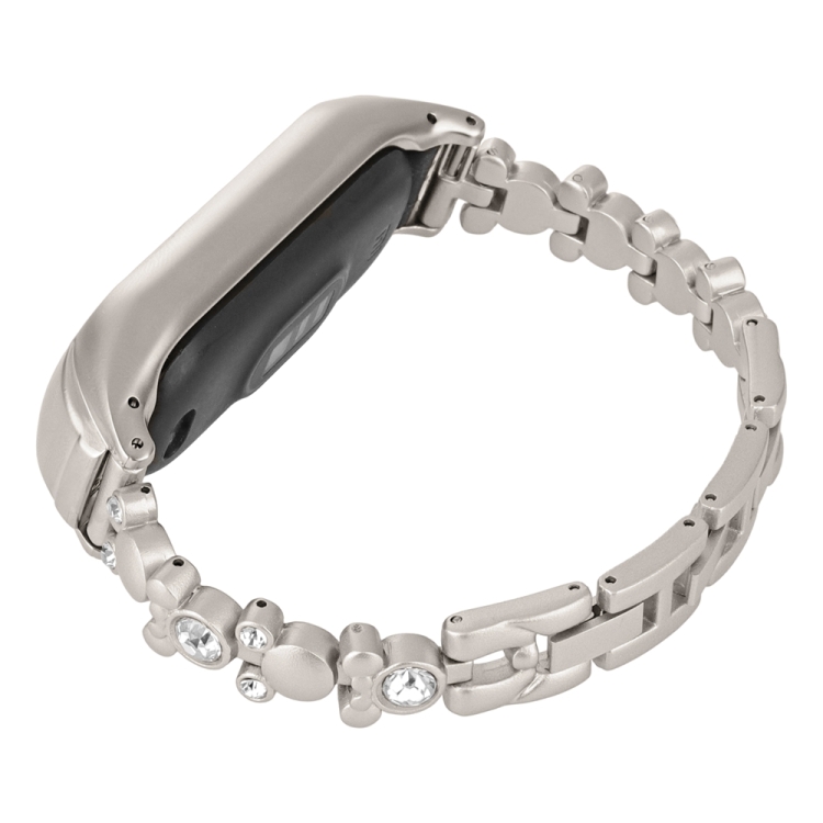 

For Xiaomi Mi Band 8 Cute Bear Diamond Metal Watch Band(Starlight Color)
