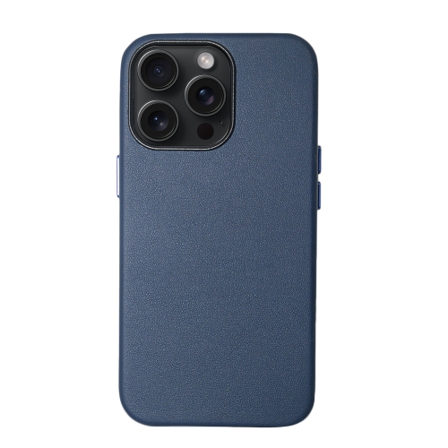 

For iPhone 15 Pro Lamb Grain PU Back Cover Phone Case(Navy Blue)