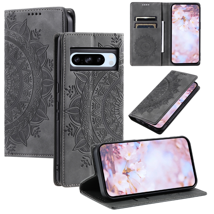 

For Google Pixel 8 Pro Totem Embossed Magnetic Leather Phone Case(Grey)