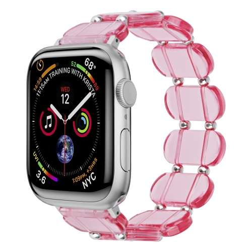 适用于Apple Watch Series 9 45mm 弹力树脂表带（透粉色）