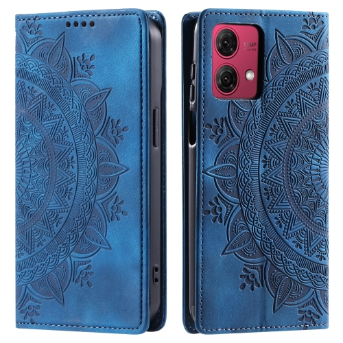 

For Motorola Moto G84 Totem Embossed Magnetic Leather Phone Case(Blue)