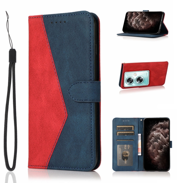 

For OPPO A79 5G Dual-color Stitching Leather Phone Case(Red Blue)