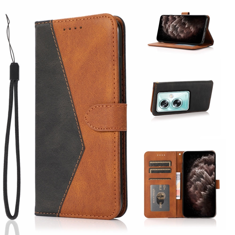 

For OPPO A79 5G Dual-color Stitching Leather Phone Case(Black Brown)