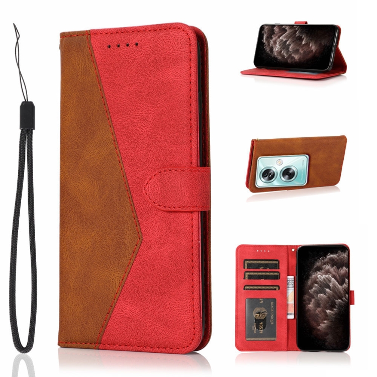 

For OPPO A79 5G Dual-color Stitching Leather Phone Case(Brown Red)