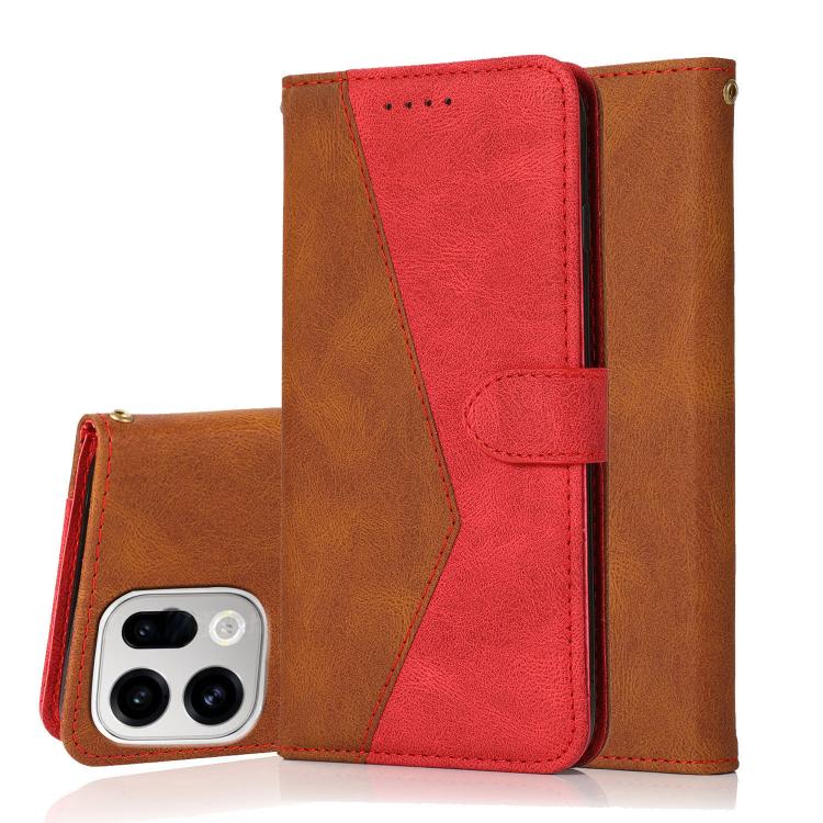 

For OPPO Find X9 Pro Dual-color Stitching Leather Phone Case(Brown Red)