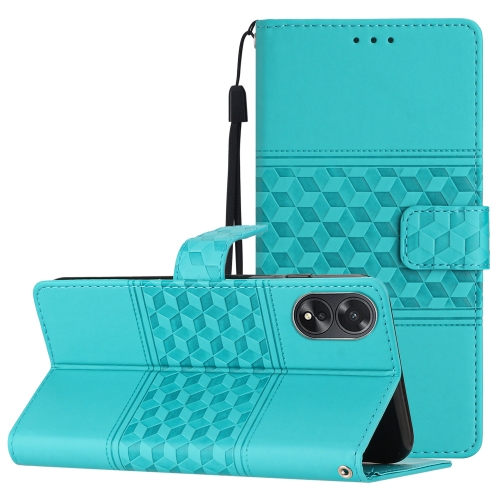 

For OPPO A58 Diamond Embossed Skin Feel Leather Phone Case(Blue)