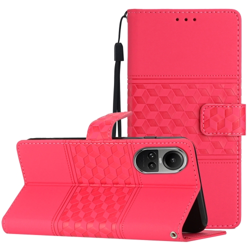 

For OPPO Reno10 5G / Reno10 Pro 5G Global Diamond Embossed Skin Feel Leather Phone Case(Red)
