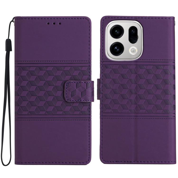

For OPPO Find X9 Diamond Embossed Skin Feel Leather Phone Case(Purple)