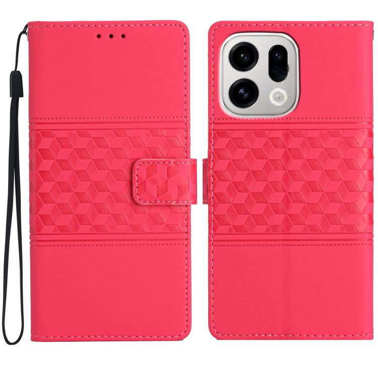 

For OPPO Find X9 Diamond Embossed Skin Feel Leather Phone Case(Red)