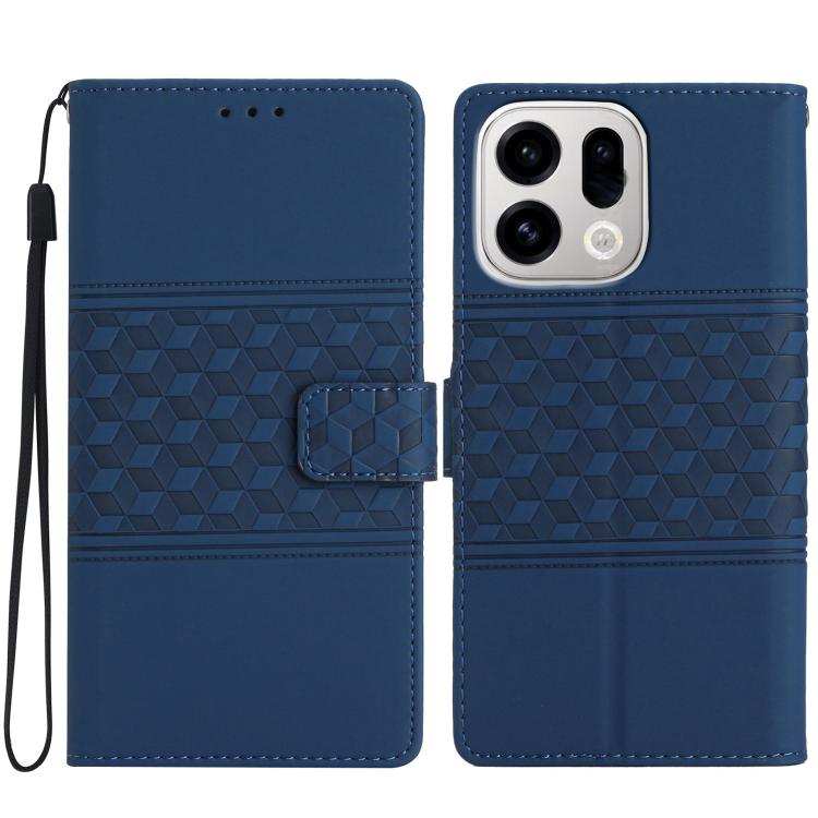 

For OPPO Find X9 Pro Diamond Embossed Skin Feel Leather Phone Case(Dark Blue)