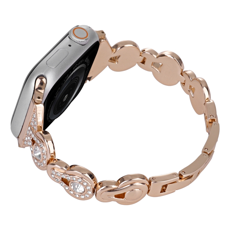 

For Apple Watch SE 2023 44mm Gourd Diamond Metal Watch Band(Rose Gold)