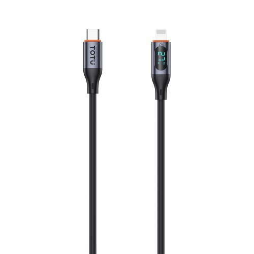 

TOTU CB-7-PD 27W USB-C / Type-C to 8 Pin Digital Display Fast Charging Silicone Cable, Length: 1m(Black)