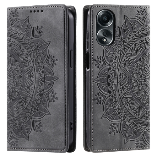 

For OPPO A58 4G Totem Embossed Magnetic Leather Phone Case(Grey)