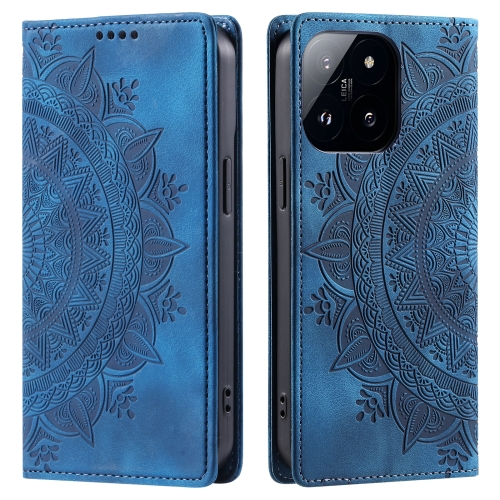 

For Xiaomi 14 Totem Embossed Magnetic Leather Phone Case(Blue)